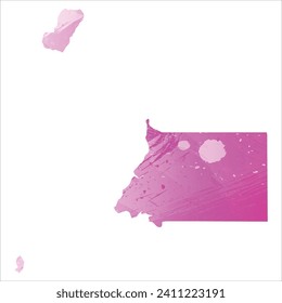 High detailed vector map. Equatorial Guinea. Watercolor style. Amaranth light cherry pink color.