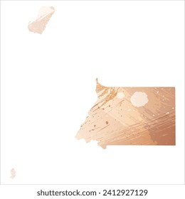 High detailed vector map. Equatorial Guinea. Watercolor style. Antique brass. Light brown. Gold color.