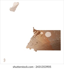High detailed vector map. Equatorial Guinea. Watercolor Style. Beige and brown color.
