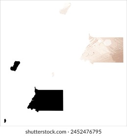 Mapa de Vector detallado. Guinea Ecuatorial. Juego de dos cartas. Estilo acuarela. Color beige marrón. Tarjeta negra.