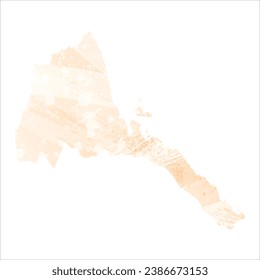 High detailed vector map. Eritrea. Watercolor Style. Apricot delicate color.