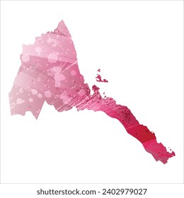 High detailed vector map. Eritrea. Watercolor style. Amaranth purple color.