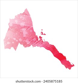 Mapa vectorial detallado alto. Eritrea. Estilo acuarela. Color rojo amaranto.