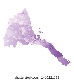Mapa vectorial detallado alto. Eritrea. Estilo acuarela. Color púrpura anémico.