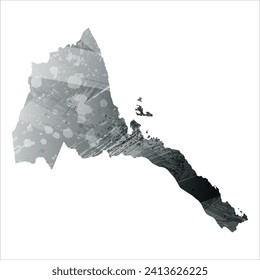 High detailed vector map. Eritrea. Watercolor style. Anthracite gray. Dark gray. Black color.