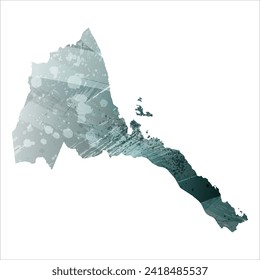 High detailed vector map. Eritrea. Watercolor style. Aspid gray color. Green-gray deep color.