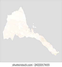 High detailed vector map. Eritrea. Watercolor style. Banana color. Pastel yellow color.
