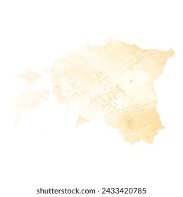 High detailed vector map. Estonia. Watercolor style. Yellow color.