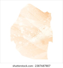 High detailed vector map. Eswatini. Watercolor Style. Apricot delicate color.