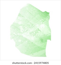 High detailed vector map. Eswatini. Watercolor style. Light lettuce color. Pastel green.