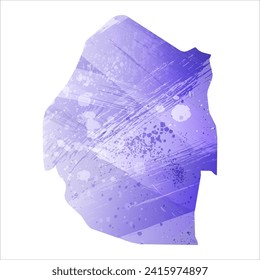 High detailed vector map. Eswatini. Watercolor style. Aspid blue color. A violet, delicate, pastel color.