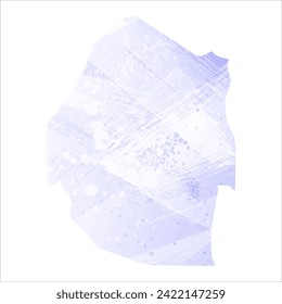 High detailed vector map. Eswatini. Watercolor style. Periwinkle color. Delicate lilac color. Pastel purple.