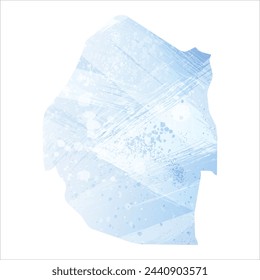 High detailed vector map. Eswatini. Watercolor style. Pale cornflower. Blue color.