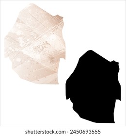 High detailed vector map. Eswatini. Set of two cards. Watercolor style. Brown beige color. Black card.