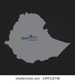 High detailed vector map - Ethiopia, High detailed - black map of Ethiopia on white background. Vector illustration eps 10. - Vector