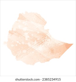 High detailed vector map. Ethiopia. Watercolor style. Apricot color.