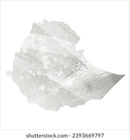 Mapa vectorial detallado alto. Etiopía. Estilo acuarela. Agate gris.