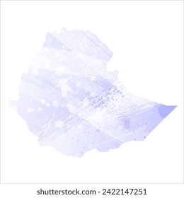 High detailed vector map. Ethiopia. Watercolor style. Periwinkle color. Delicate lilac color. Pastel purple.