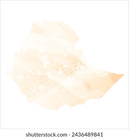 High detailed vector map. Ethiopia. Watercolor style. Biscuit color. Pastel yellow color.