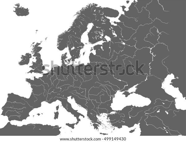 High Detailed Vector Map Europe Main Stock Vector (Royalty Free) 499149430