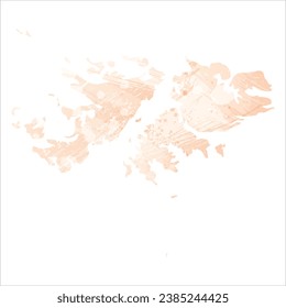 Mapa vectorial detallado alto. Islas Falkland. Estilo acuarela. Color del icono.
