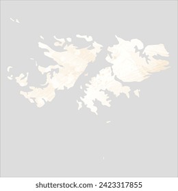 High detailed vector map. Falkland Islands. Watercolor style. Banana color. Pastel yellow color.
