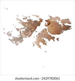 High detailed vector map. Falkland Islands. Watercolor Style. Beige and brown color.