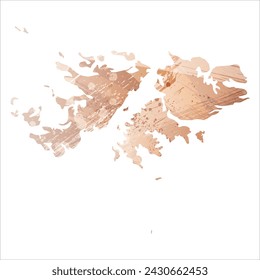 Mapa vectorial detallado. Islas Malvinas. Estilo acuarela. Beige y rojo. Color marrón.

