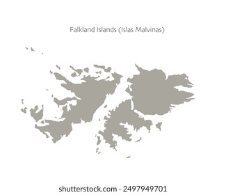 High detailed vector map of the Falkland islands flat silhouette. 
