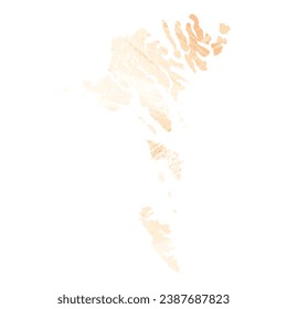 High detailed vector map. Faroe Islands. Watercolor Style. Apricot delicate color.