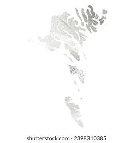 High detailed vector map. Faroe Islands. Watercolor style. Gray color.