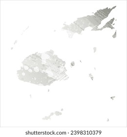 High detailed vector map. Fiji. Watercolor style. Gray color.