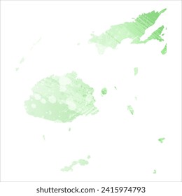 High detailed vector map. Fiji. Watercolor style. Light lettuce color. Pastel green.