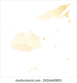 High detailed vector map. Fiji. Watercolor style. Banana color. Pastel yellow. Delicate yellow.