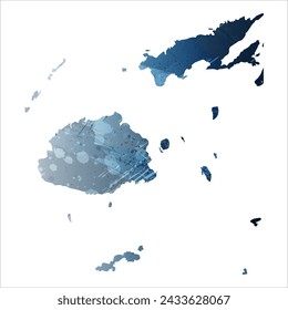 High detailed vector map. Fiji. Watercolor style. Deep blue color. Berlin azure.