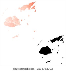 High detailed vector map. Fiji.