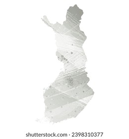 High detailed vector map. Finland. Watercolor style. Gray color.