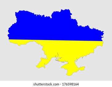 High detailed vector map and flag of Ukraine isolated n white background.