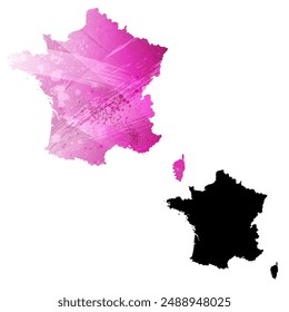 High detailed vector map. France.