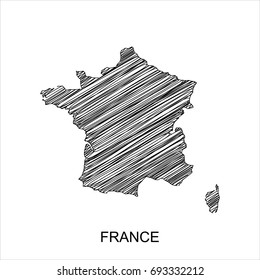 high detailed vector map. France map Line black.