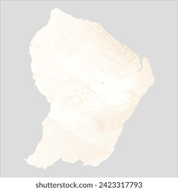 High detailed vector map. French Guiana. Watercolor style. Banana color. Pastel yellow color.
