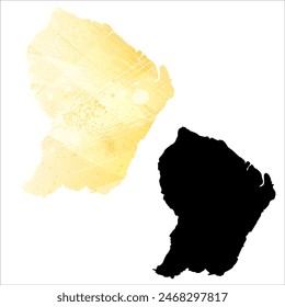 Detaillierte Karte der Vektorgrafik. Französisch-Guayana.