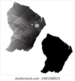 Mapa de Vector detallado. Guyana Francesa.
