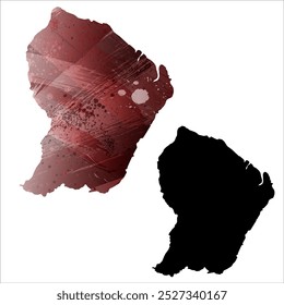 High detailed vector map. French Guiana.