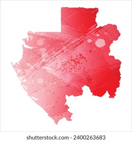 High detailed vector map. Gabon. Watercolor Style. Alizarin red color.