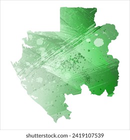 High detailed vector map. Gabon. Watercolor style. Green color. Salacious emerald color.