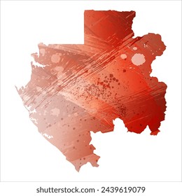 High detailed vector map. Gabon. Watercolor style. Bismarck-furioso. Red color.
