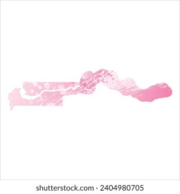 High detailed vector map. Gambia. Watercolor style. Amaranth pink color.