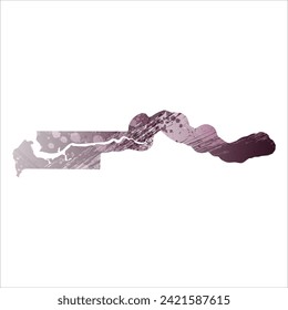 High detailed vector map. Gambia. Watercolor style. Eggplant color. Pastel purple color.