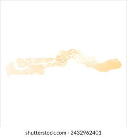 High detailed vector map. Gambia. Watercolor style. Yellow color.